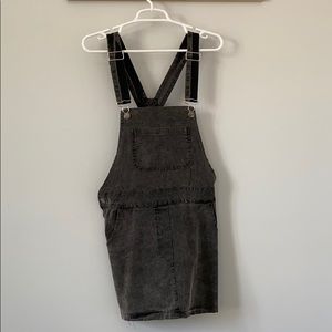Black acid wash overall dress